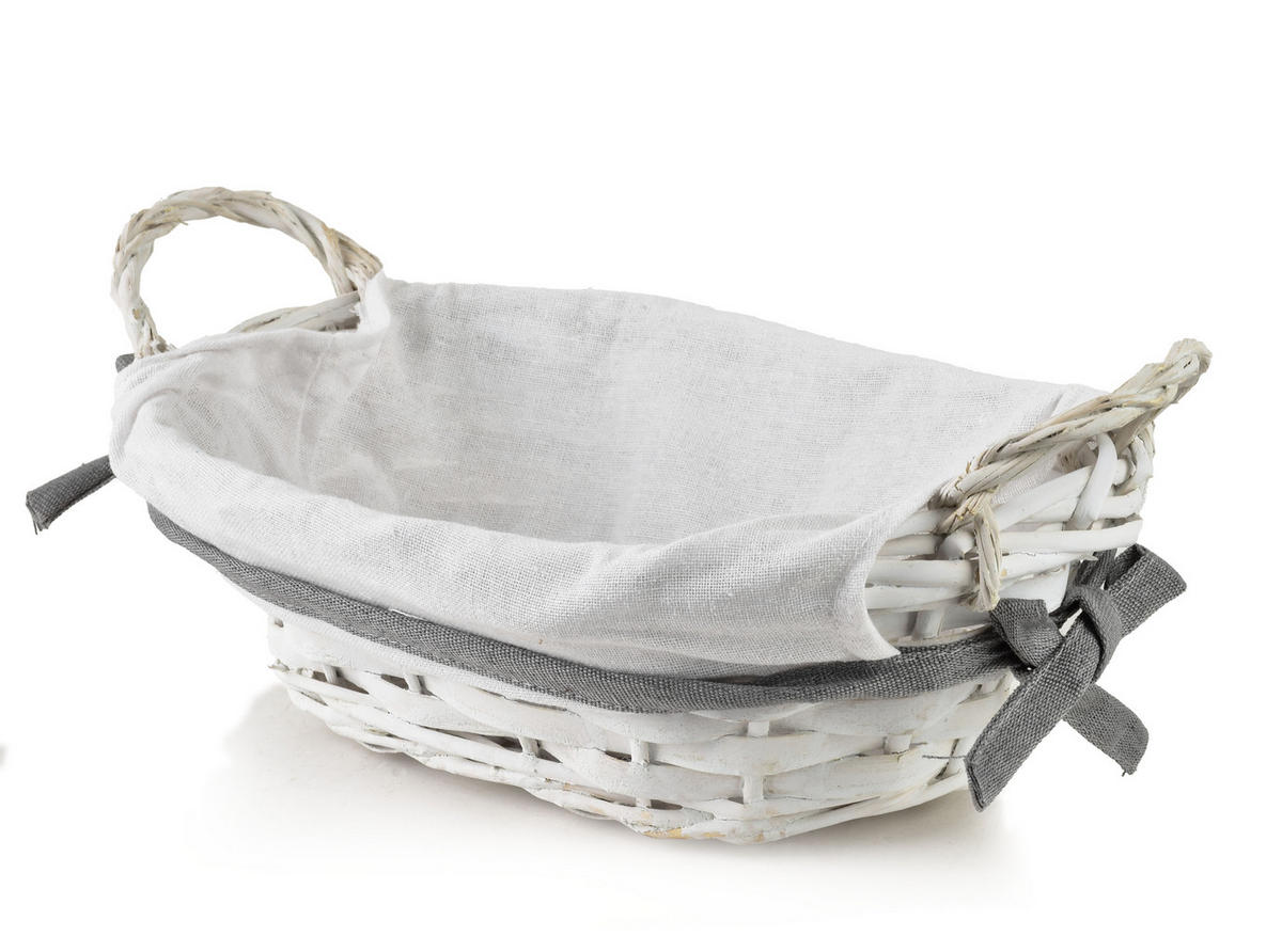 BROTKORB Sino Weiß 25x16x8 cm Naturmaterial - Weiß, Naturmaterialien (16/8/25cm) - Mondex