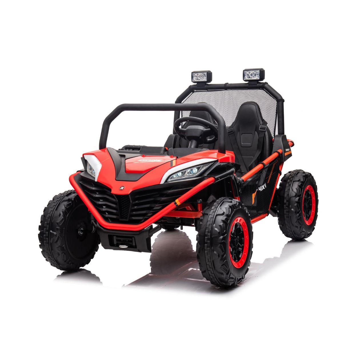 KINDERELEKTROFAHRZEUG Explorer rot Doppelsitzer Offroad LED Hupe MP3 USB - Rot, Kunststoff (121/80/80cm) - Chipolino