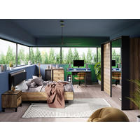 JUGENDZIMMER Hayato Gamingzimmer in Alpenfichte und Schwarz 7 teilig mit Gamingtisch - Braun, Holzwerkstoff (120/200/80cm)