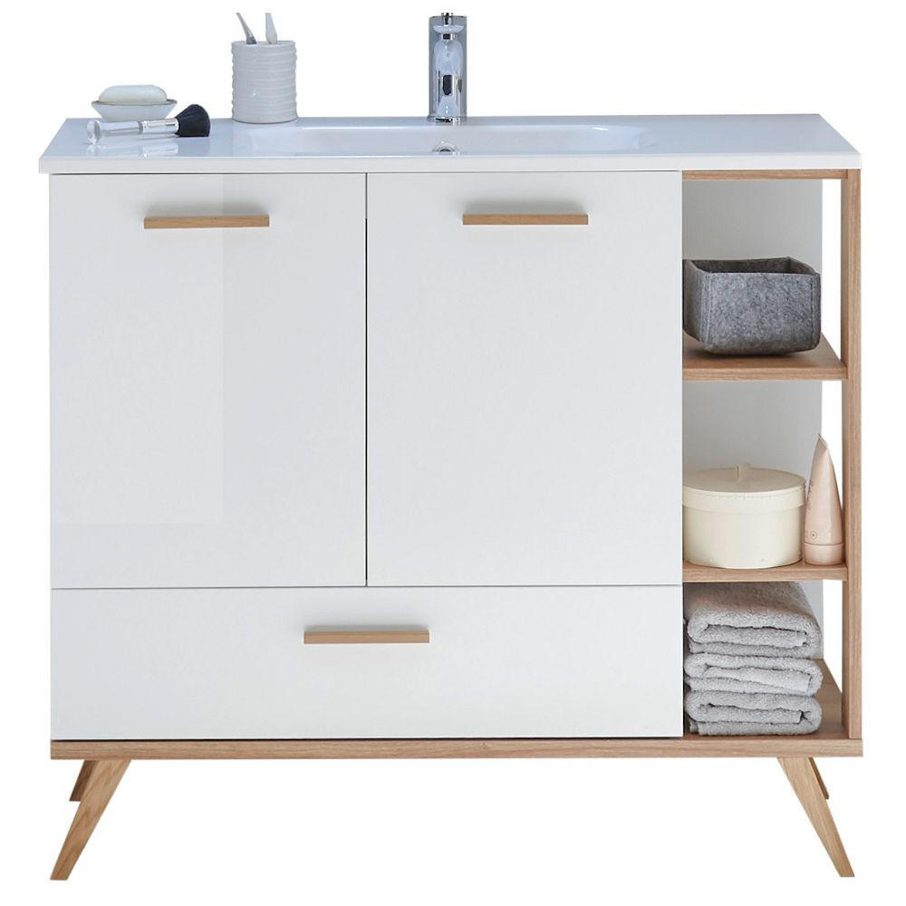 WASCHTISCH Malanje-66 - Weiß, Holzwerkstoff (101/90/46cm) - Lomado