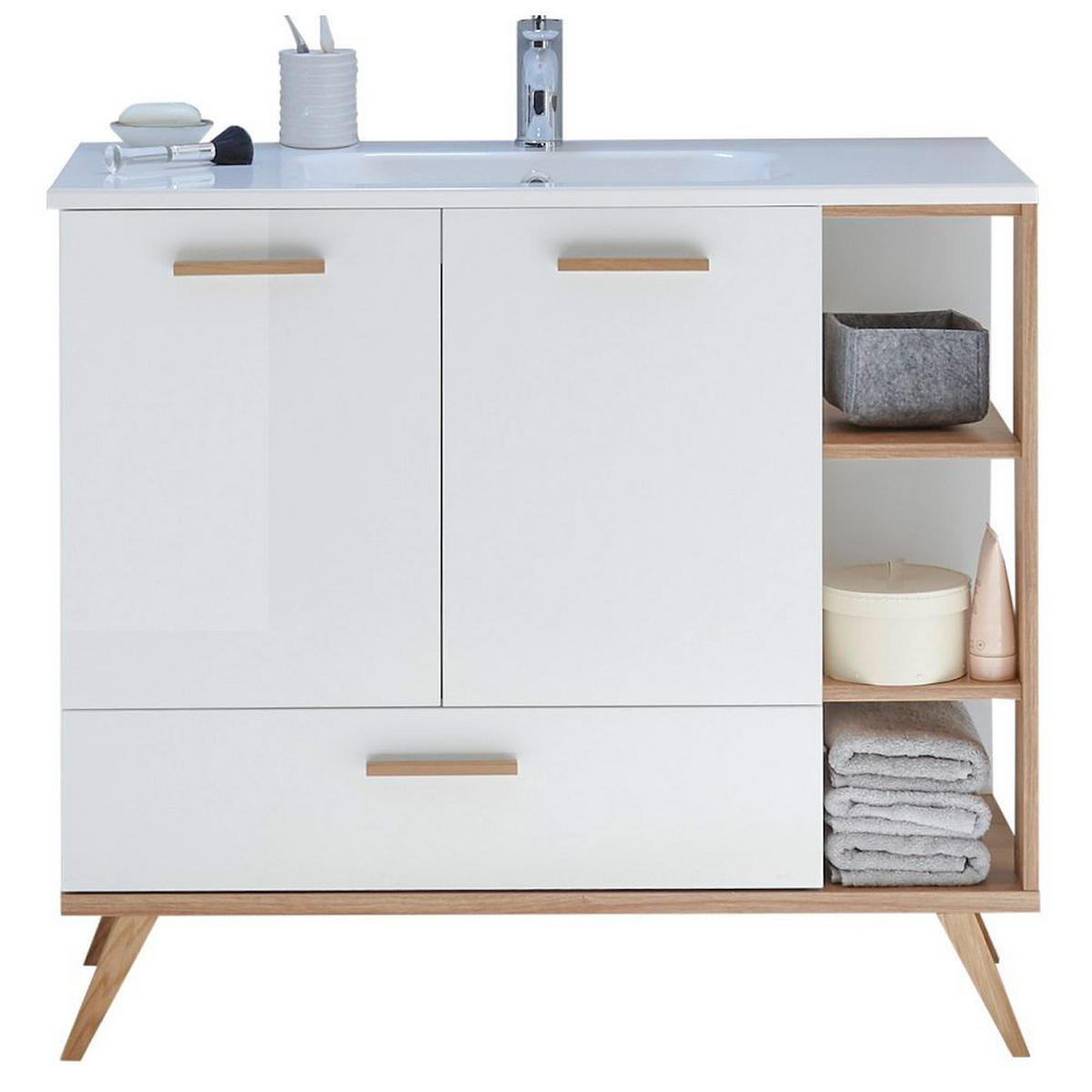 WASCHTISCH Malanje-66 - Weiß, Holzwerkstoff (101/90/46cm) - Lomado