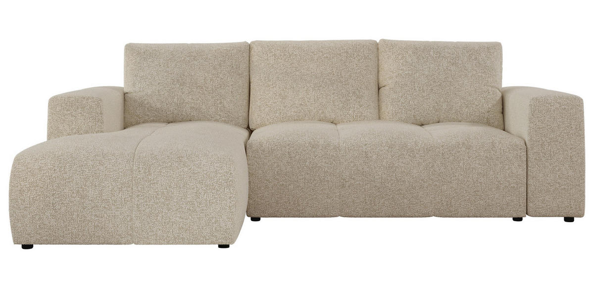 ECKSOFA MONIVA Creme Strukture - Links - Creme/Schwarz, Textil (164/266cm) - MKS