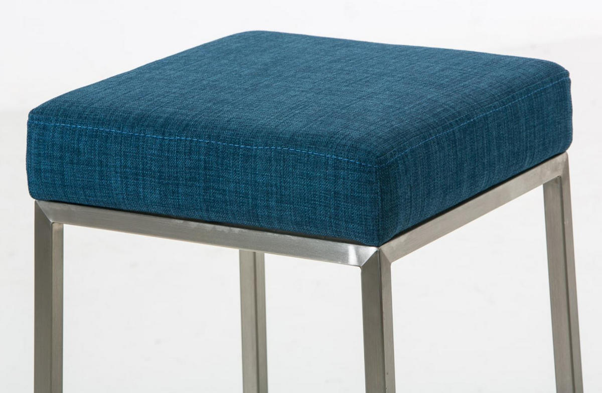 BARHOCKER 2er Set Stoff blau - Blau/Edelstahlfarben, Textil/Metall (37/85/37cm) - CLP