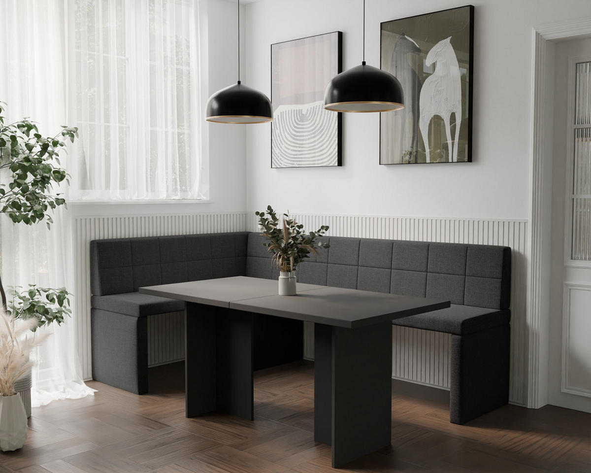ECKBANK links MELVIN Webstoff, 128/168 cm Anthrazit - Anthrazit, Holz/Textil (128/168cm) - Idohome
