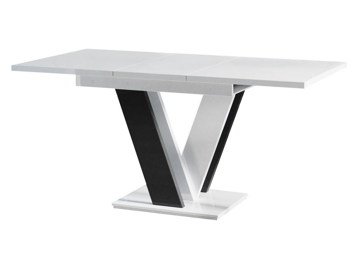 ESSTISCH Masiv - Schwarz Hochglanz/Weiß Hochglanz, Holzwerkstoff (80/120/76cm) - MIRJAN24
