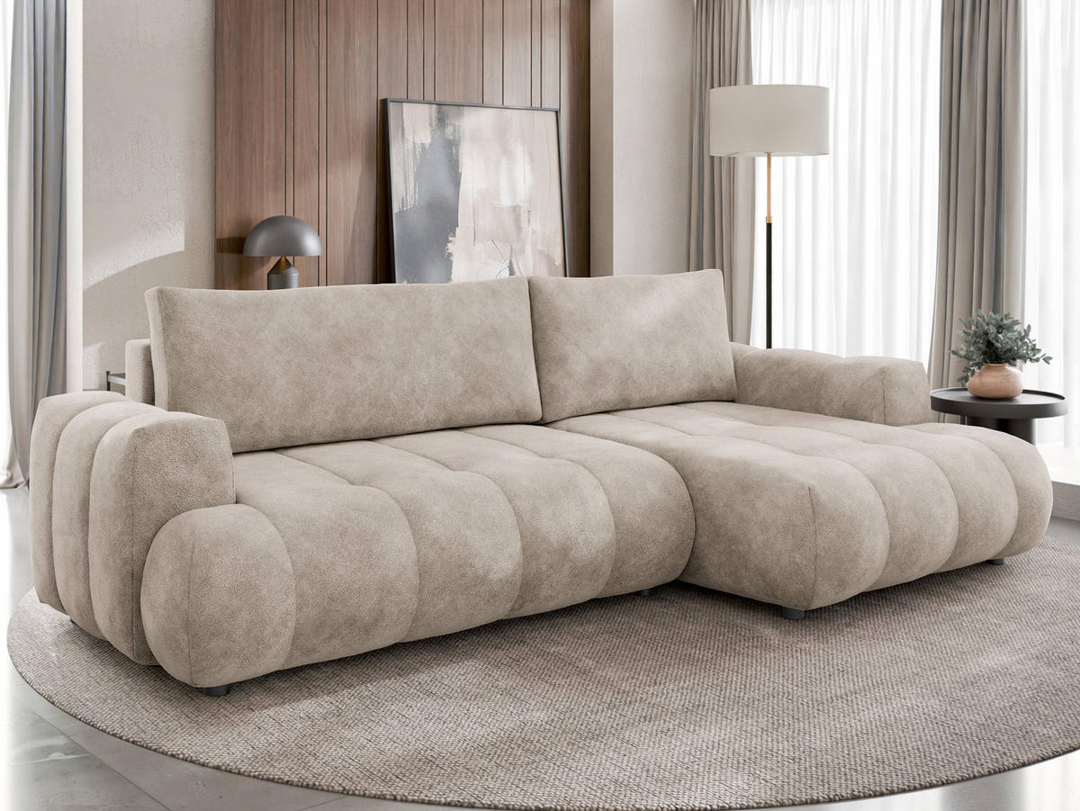 ECKSOFA Haiti, Seite: Rechts 2R+LC - Schwarz/Mokka, Holz/Textil (276/156cm) - MIRJAN24