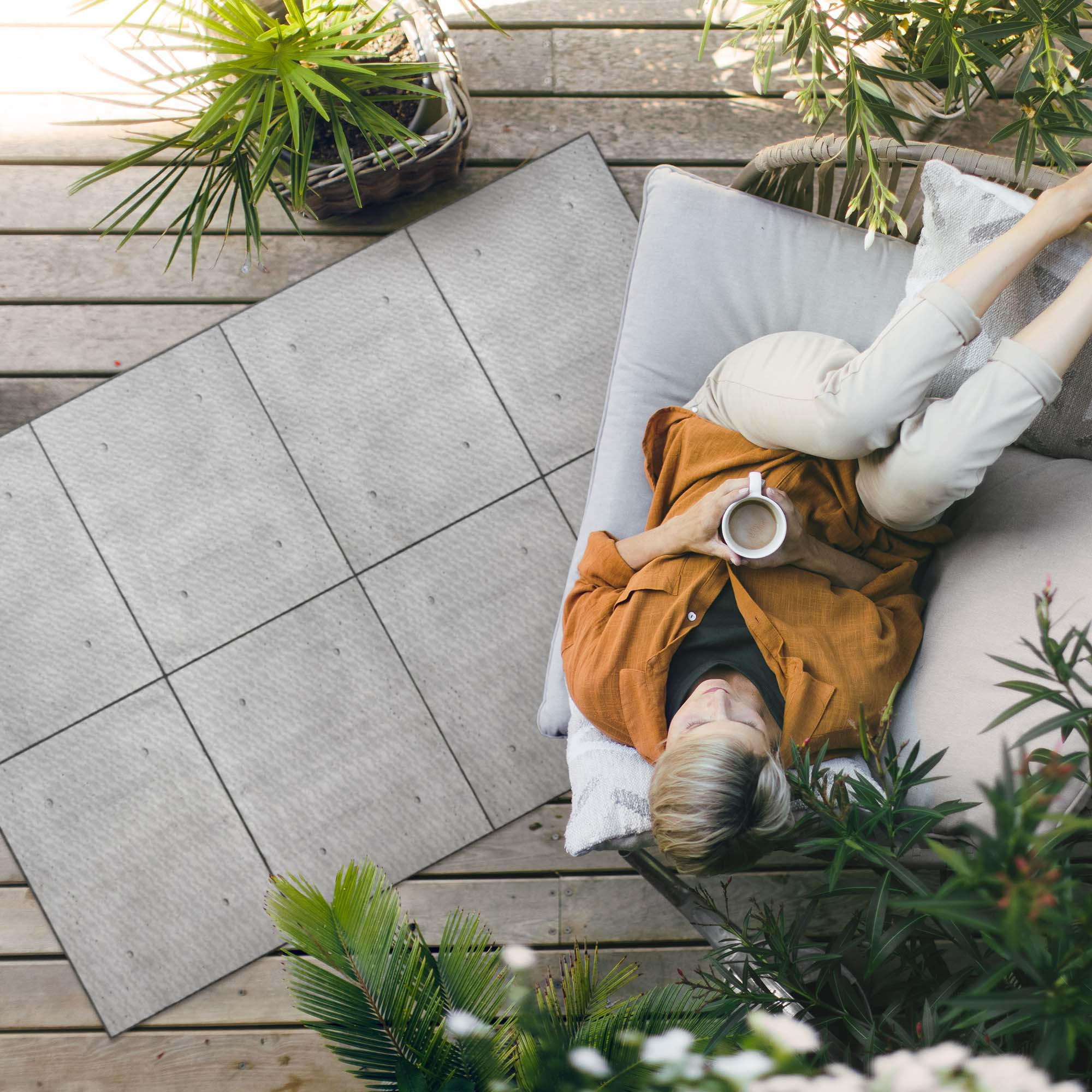 TEPPICH 140x210 cm Betonplatten Industrial Stil - Graphitfarben, Kunststoff (140/210cm) - Wallfluent