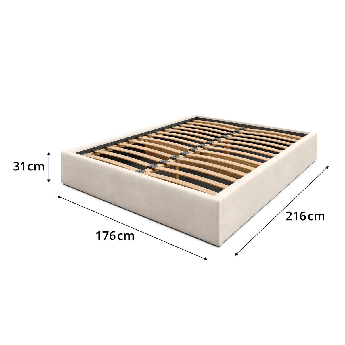 POLSTERBETT 160x200cm Bett mit Stauraum Lattenrost Creme - Creme, Holz/Holzwerkstoff (160/200cm) - Muralo