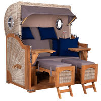 STRANDKORB XXL Düne Grande Teak PE Shell - Braun/Grau, Metall (142/170/95cm) - Mr. Deko