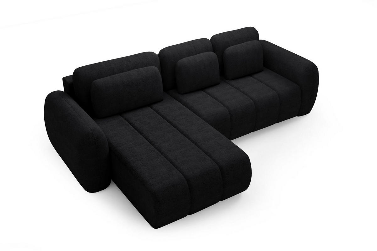 ECKSOFA Caria Mit Schlaffunktion - Schwarz, Holzwerkstoff/Textil (304/190cm) - Fun Möbel