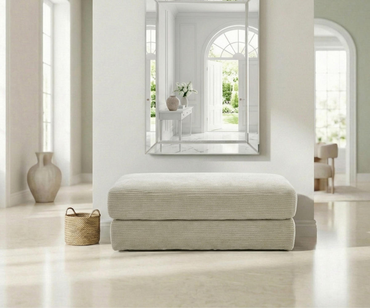 POLSTERHOCKER Federkern B124/T60/H40 cm Cord-Bezug Beige Grau / 15257 - Greige/Schwarz, Kunststoff/Textil (124/40/60cm) - luma-home