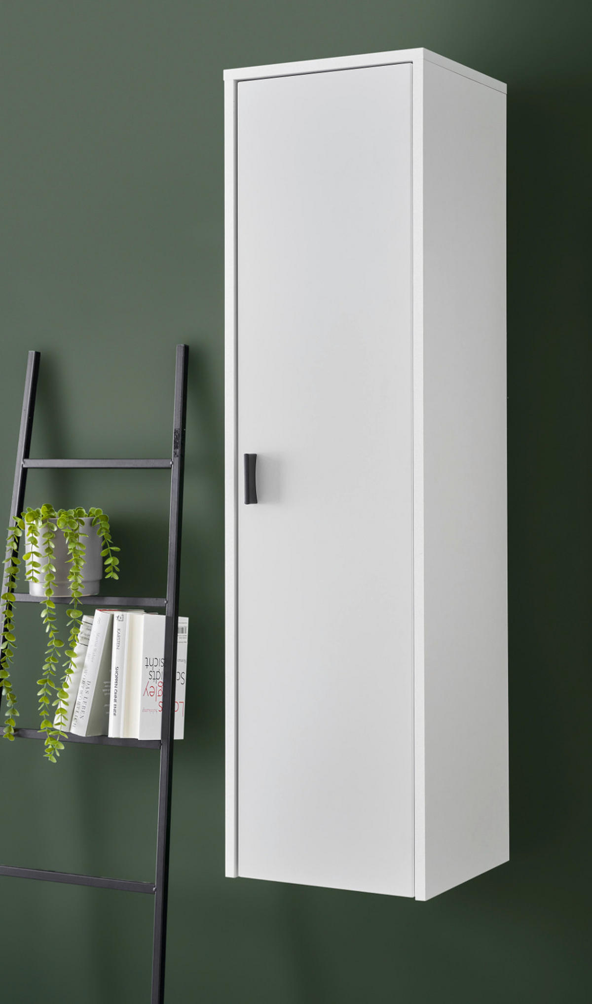 HÄNGESCHRANK weiß matt, Eiche 33 x 120 cm, Wohn- und Esszimmer Wandschrank mit Soft-Close - Eichefarben/Schwarz, Holzwerkstoff/Metall (33/120/30cm) - Furn.Design