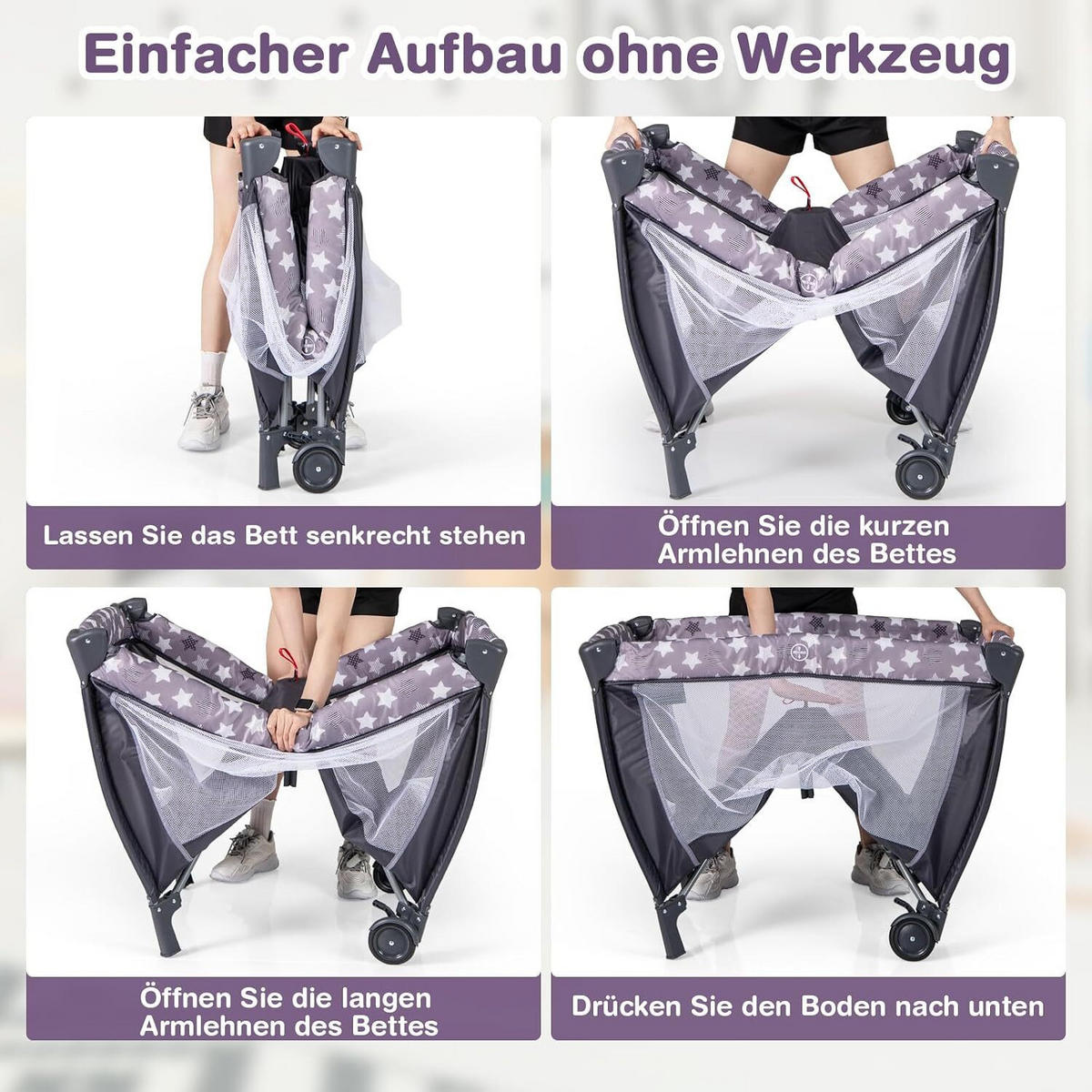 BEISTELLBETT Klappbares dunkelgrau - Dunkelgrau, Textil - COSTWAY