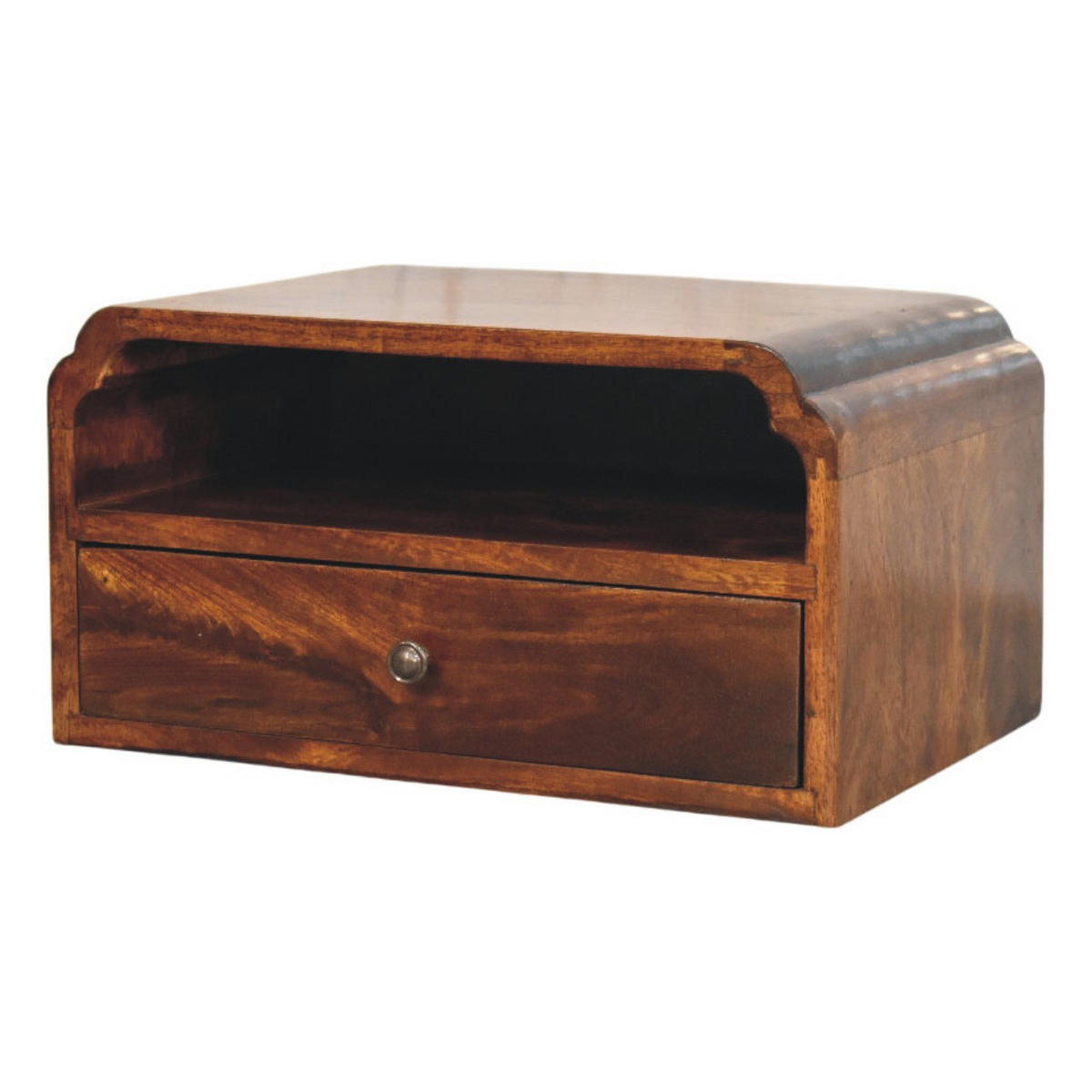 NACHTTISCH mit edlem Kastanien-Finish, 1 Schublade, 1 offene Ablage, braun - Braun, Holz/Metall (45/24/32cm) - Artisan Furniture