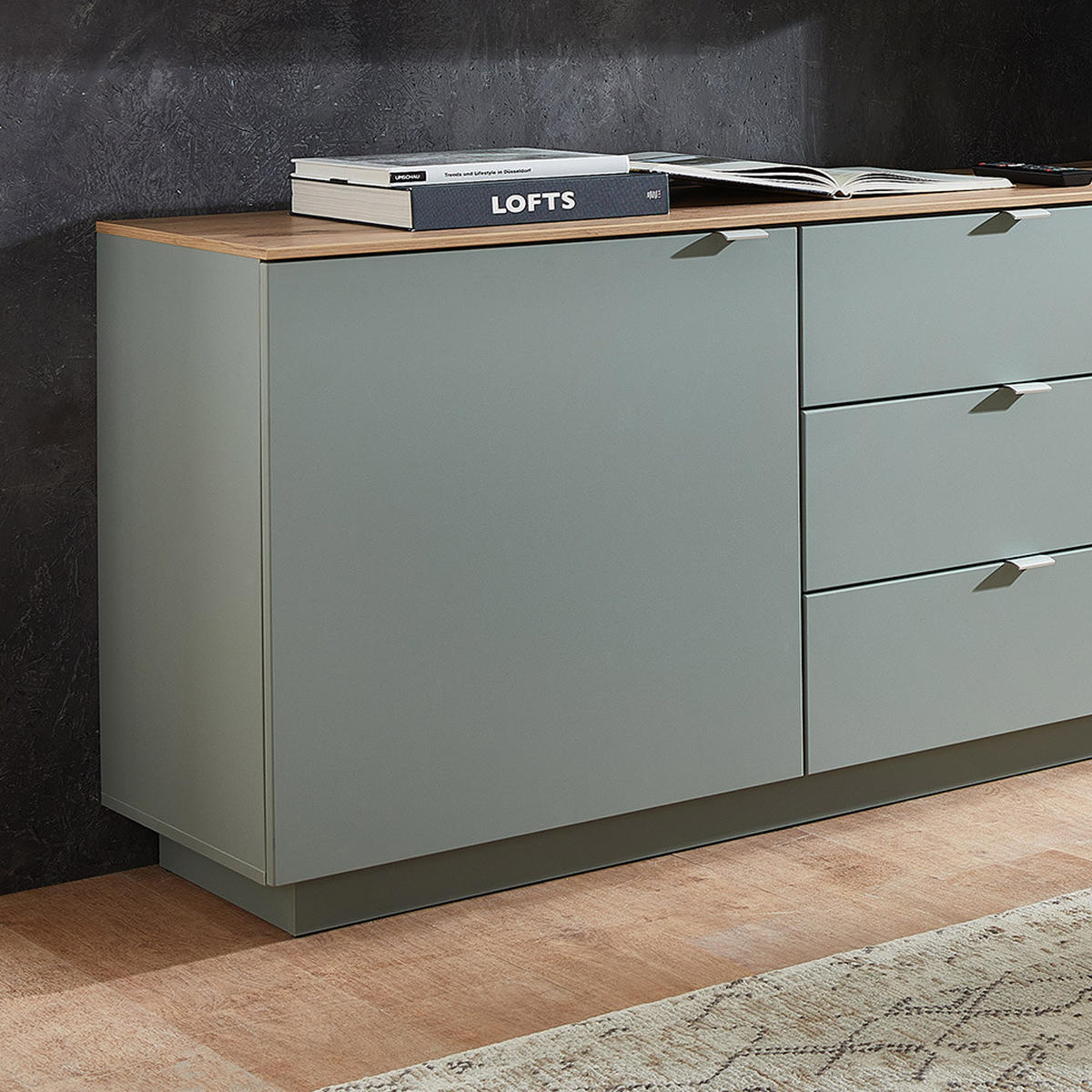 SIDEBOARD Cust-36 - Grün, Holzwerkstoff (240/77/44cm) - Lomado