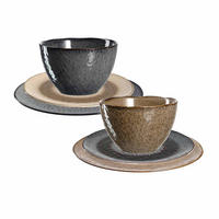 GESCHIRRSET Matera anthrazit-beige 6er Set - Anthrazit/Beige, Keramik (1/1/1cm) - Leonardo Living