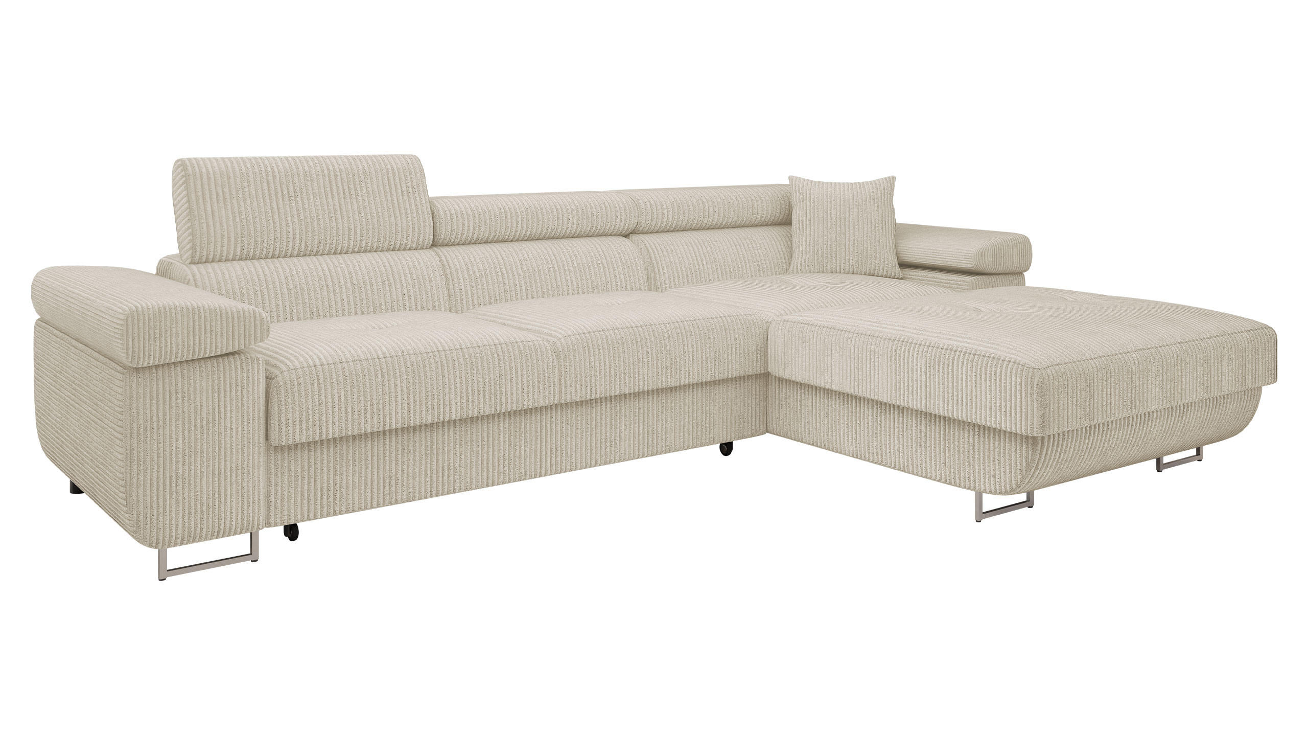 ECKSOFA Torezio Mini Cord, Seite: Rechts - Beige, Holz/Textil (280/170cm) - MIRJAN24