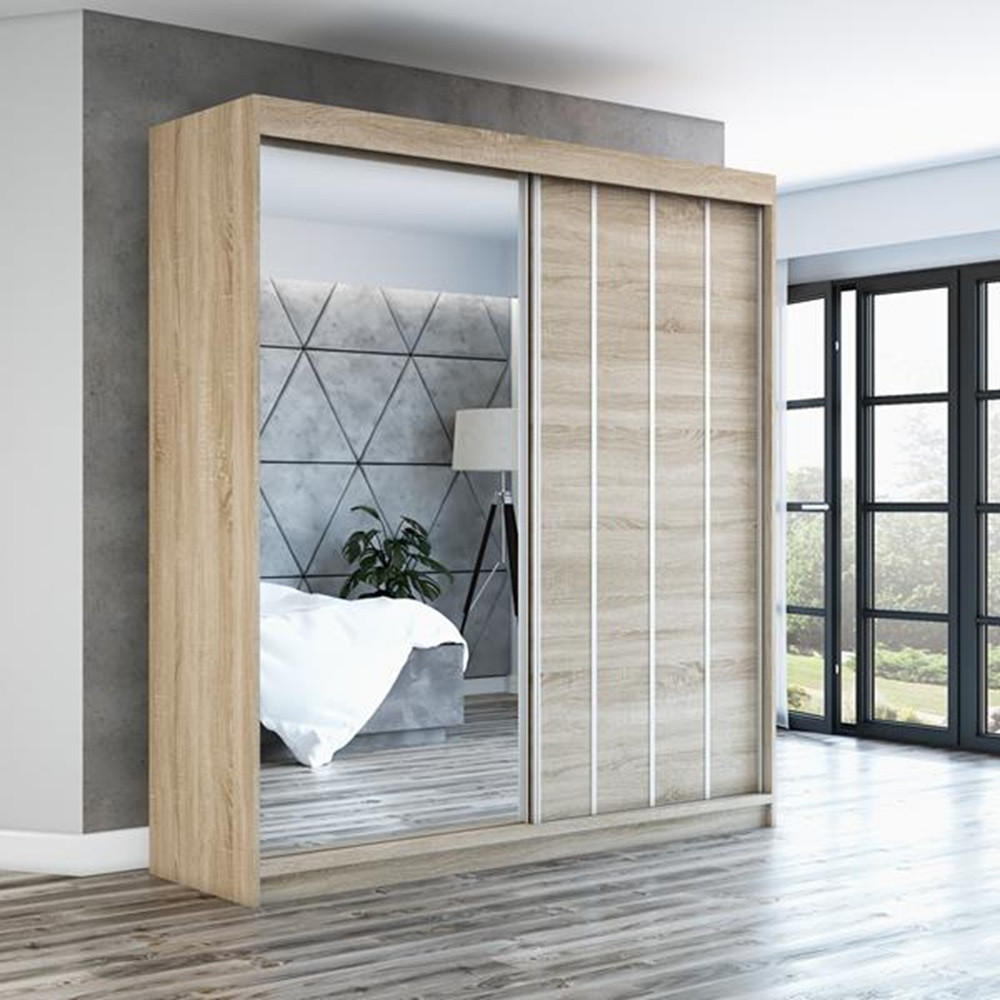 SCHWEBETÜRENSCHRANK 180 CM GLIDE Farbe: Sonoma - Braun, Holzwerkstoff (180/215/59.5cm) - A&J MöbelLand