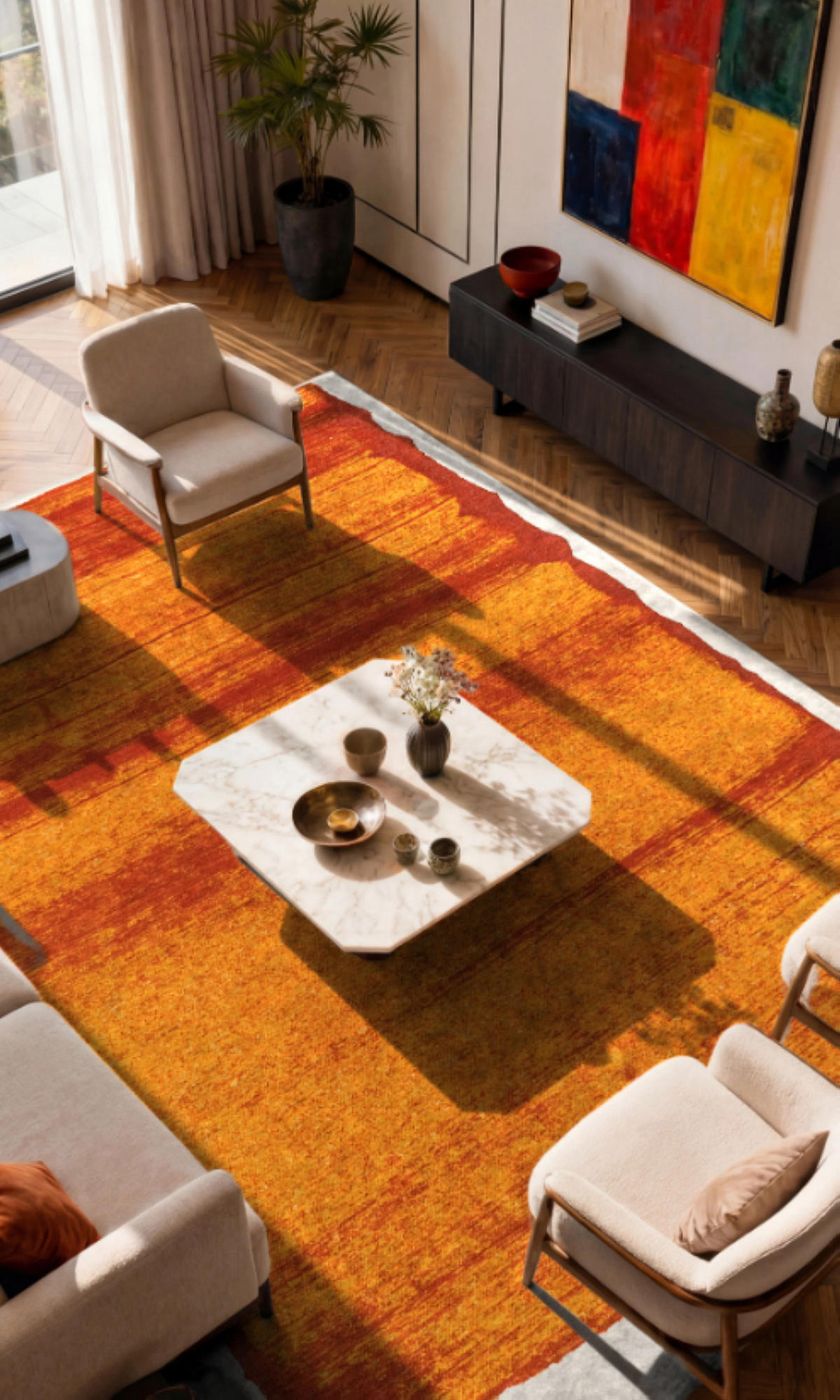 TEPPICH modern Flachgewebe BROOM Orange 280 x 390 cm - Orange, Textil (280/390cm) - Novatrend