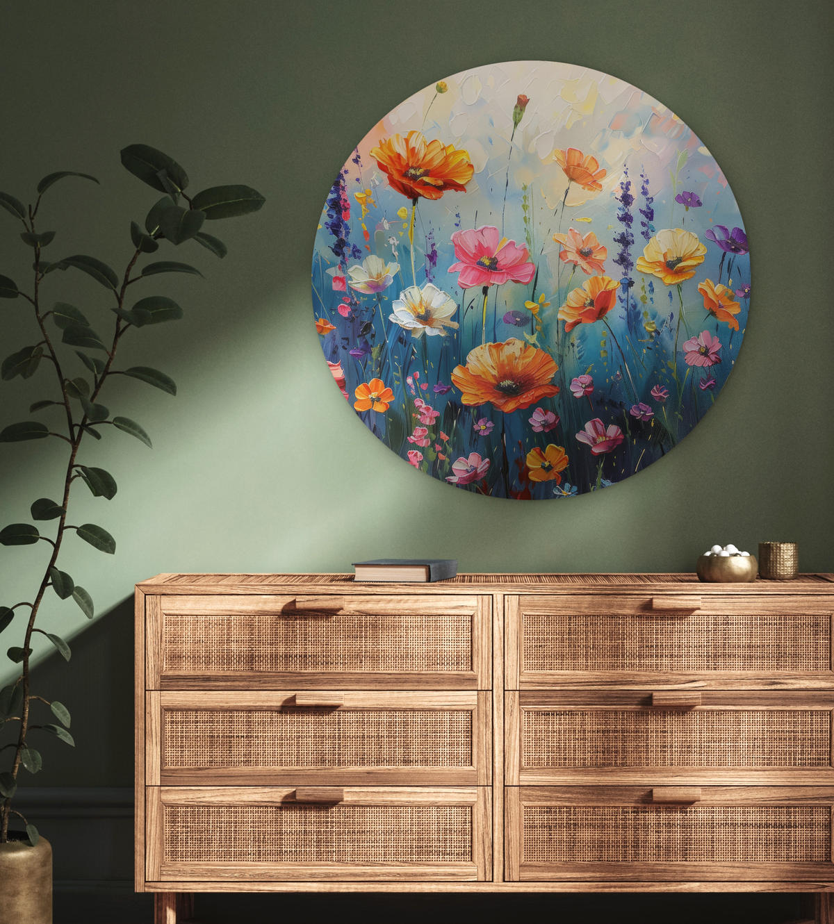 WANDBILD Blumen - Natur - Aquarell - Kunst 90x90 cm - Multicolor, Kunststoff (90/90cm) - MuchoWow