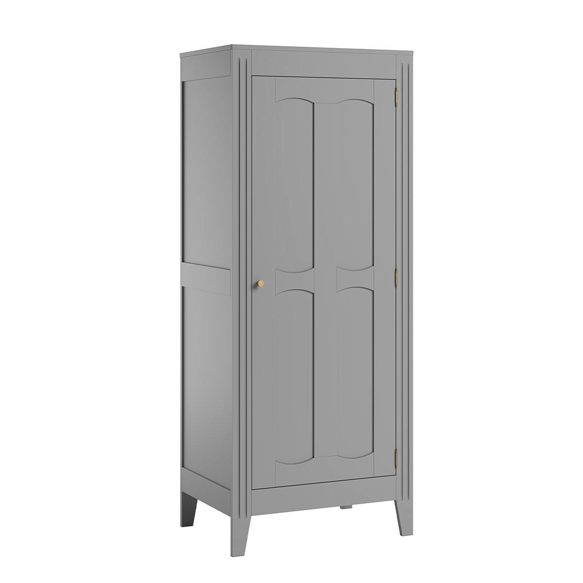 SCHRANK mit Regal, Kleiderstange und 1 Tür, L80.5 x H196.8 cm - Milenne - Grau, Holzwerkstoff (55.25/196.8/80.5cm) - Calicosy