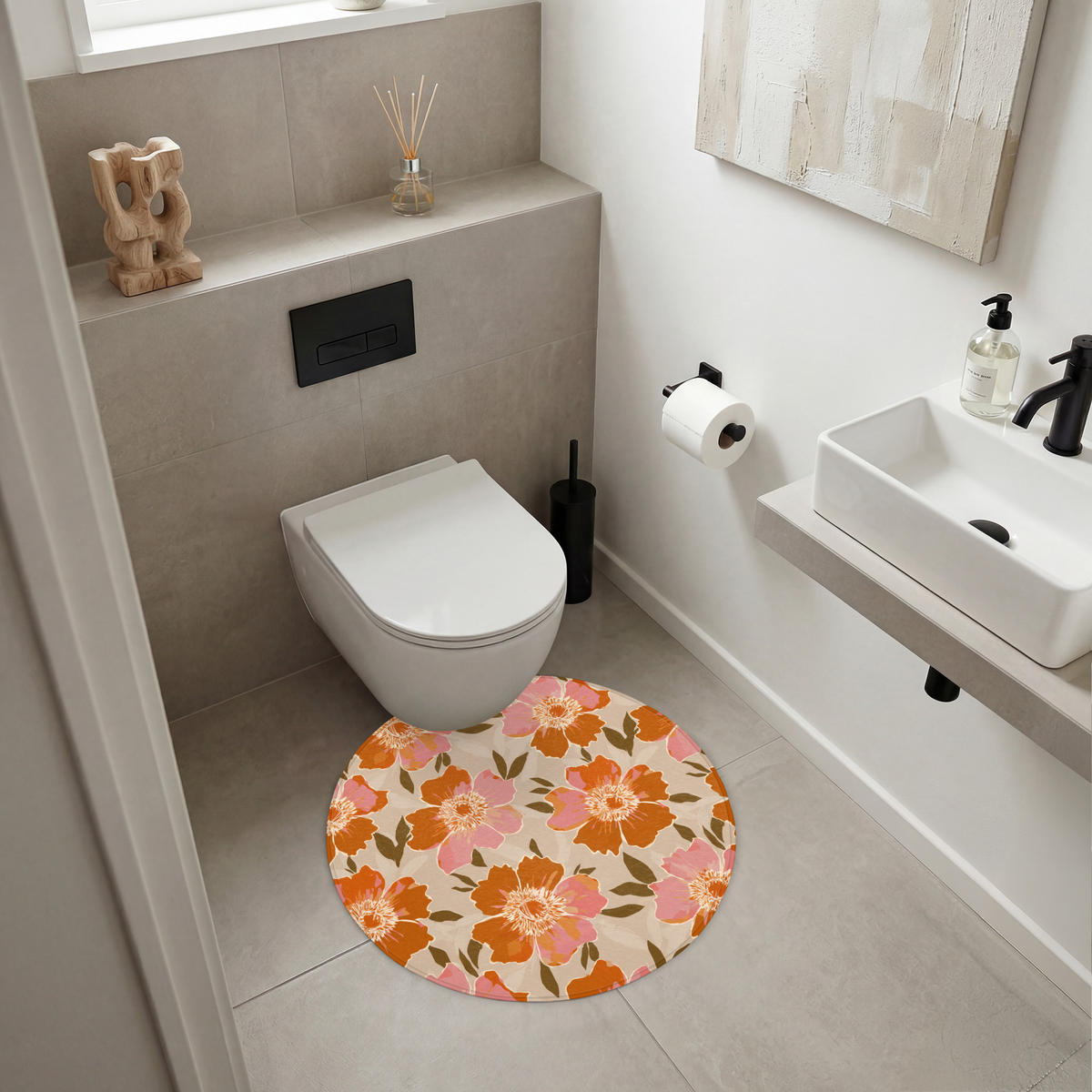 KÚPEĽŇOVÁ PREDLOŽKA Kvety - Motív - Retro 70x70 cm - viacfarebná, textil/plast (70/70cm) - OnlyWow