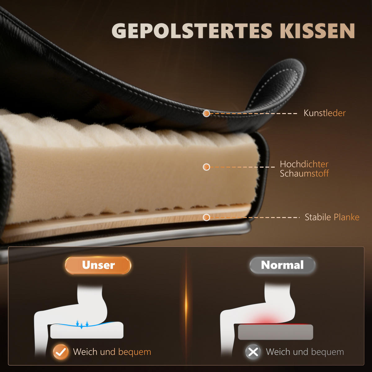 CHEFSESSEL DE-05259 mit 7 Massagepunkte, Fußstütze & höhenverstellbar - Schwarz, Metall (79/121/67cm) - ComfortXL