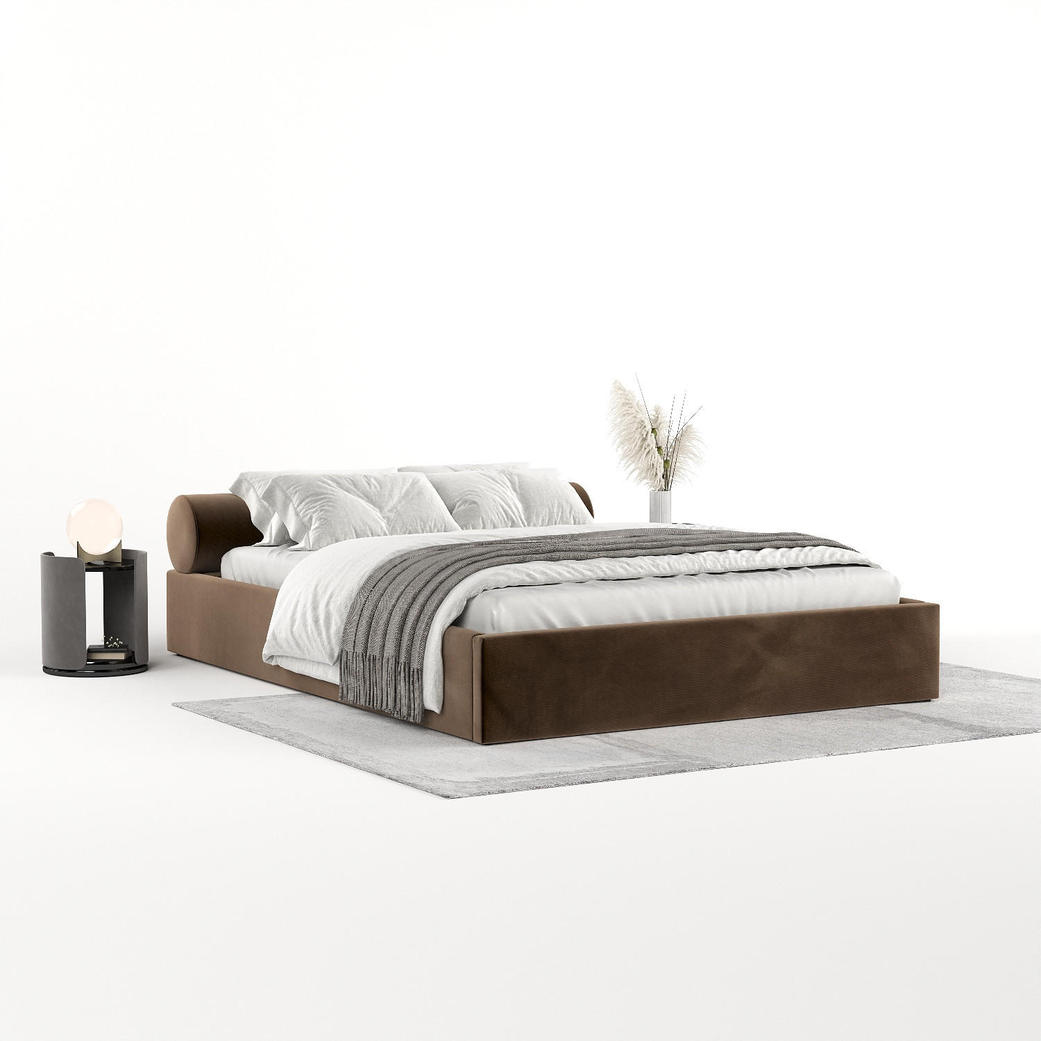 POLSTERBETT Solvo mit Stauraum 200/200 cm Braun im Kronos Stoff - Schwarz/Naturfarben, Holz/Holzwerkstoff (200/200cm) - AltaBeds