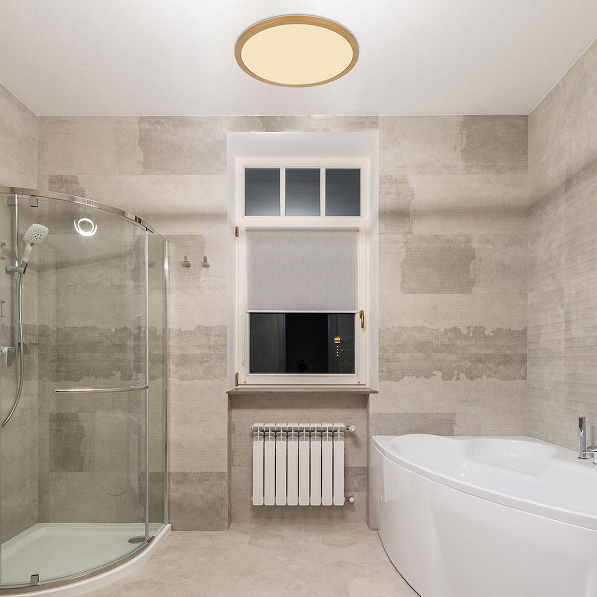 LED DECKENLEUCHTE Messing Opal - Messingfarben, Kunststoff (29.4/29.4/2.5cm) - Globo Lighting