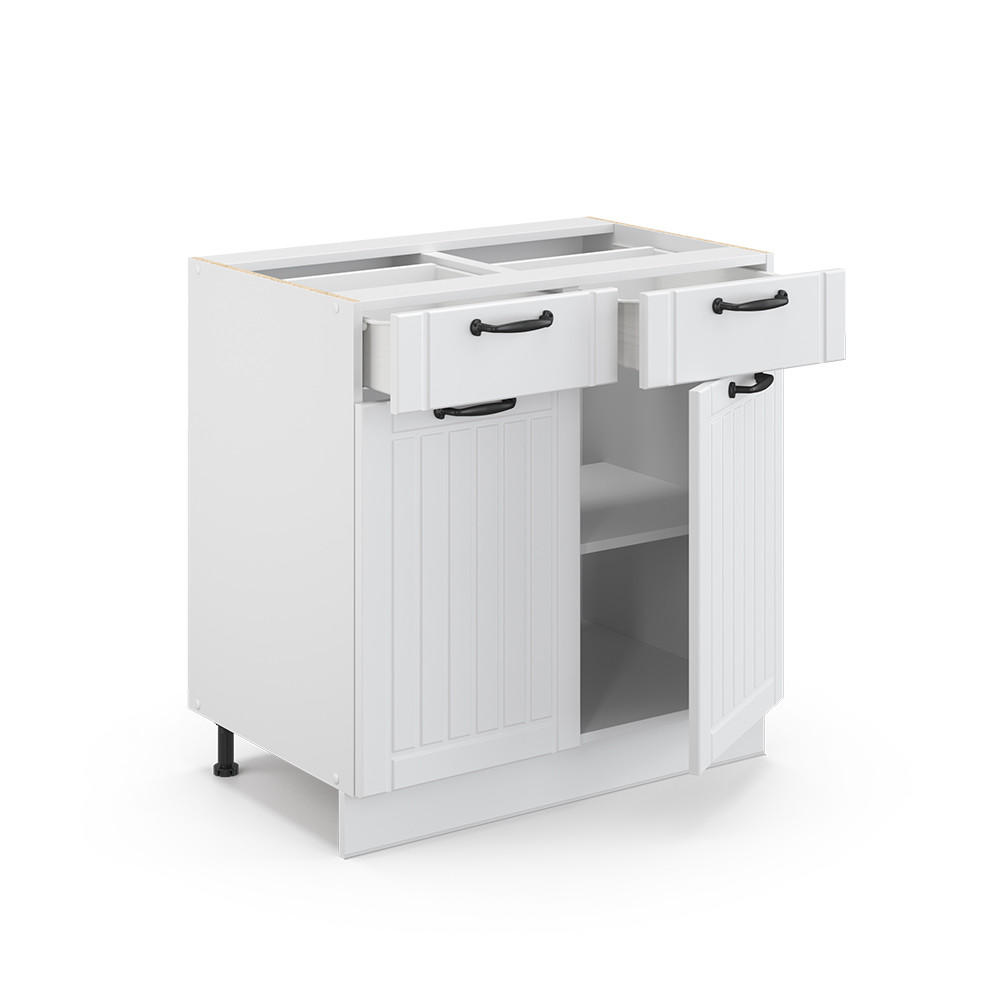 KÜCHENUNTERSCHRANK Fame-Line Weiß Landhaus 80 cm ohne AP - Weiß, Holzwerkstoff (80/82/51.6cm) - Vicco