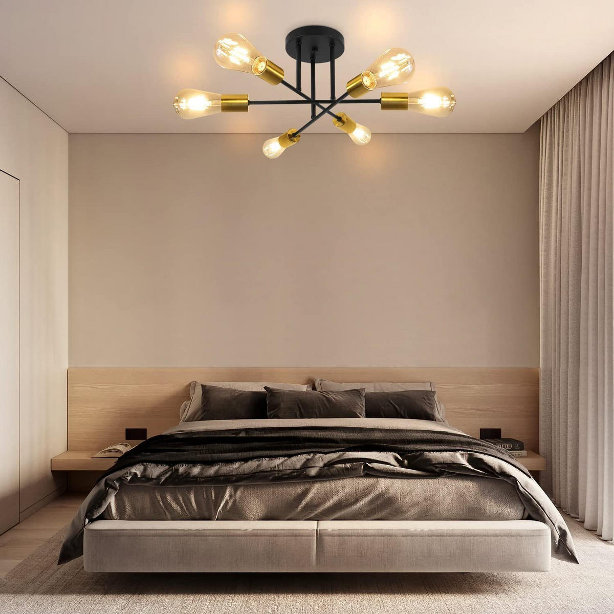 DECKENLEUCHTE Fyriso 51/51/22 cm - Schwarz, Metall (51/51/22cm) - ZMH