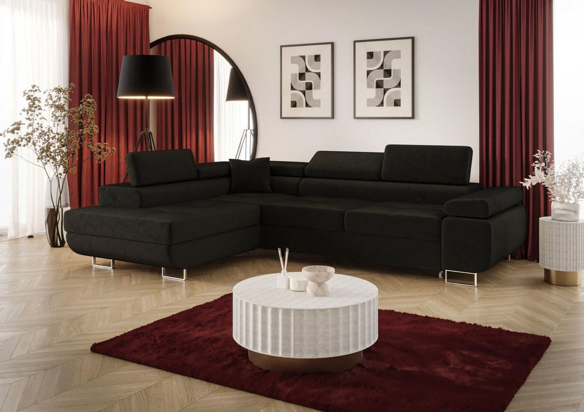 ECKSOFA Monaro Mit Schlaffunktion - Anthrazit, Holzwerkstoff/Textil (275/202cm) - Fun Möbel
