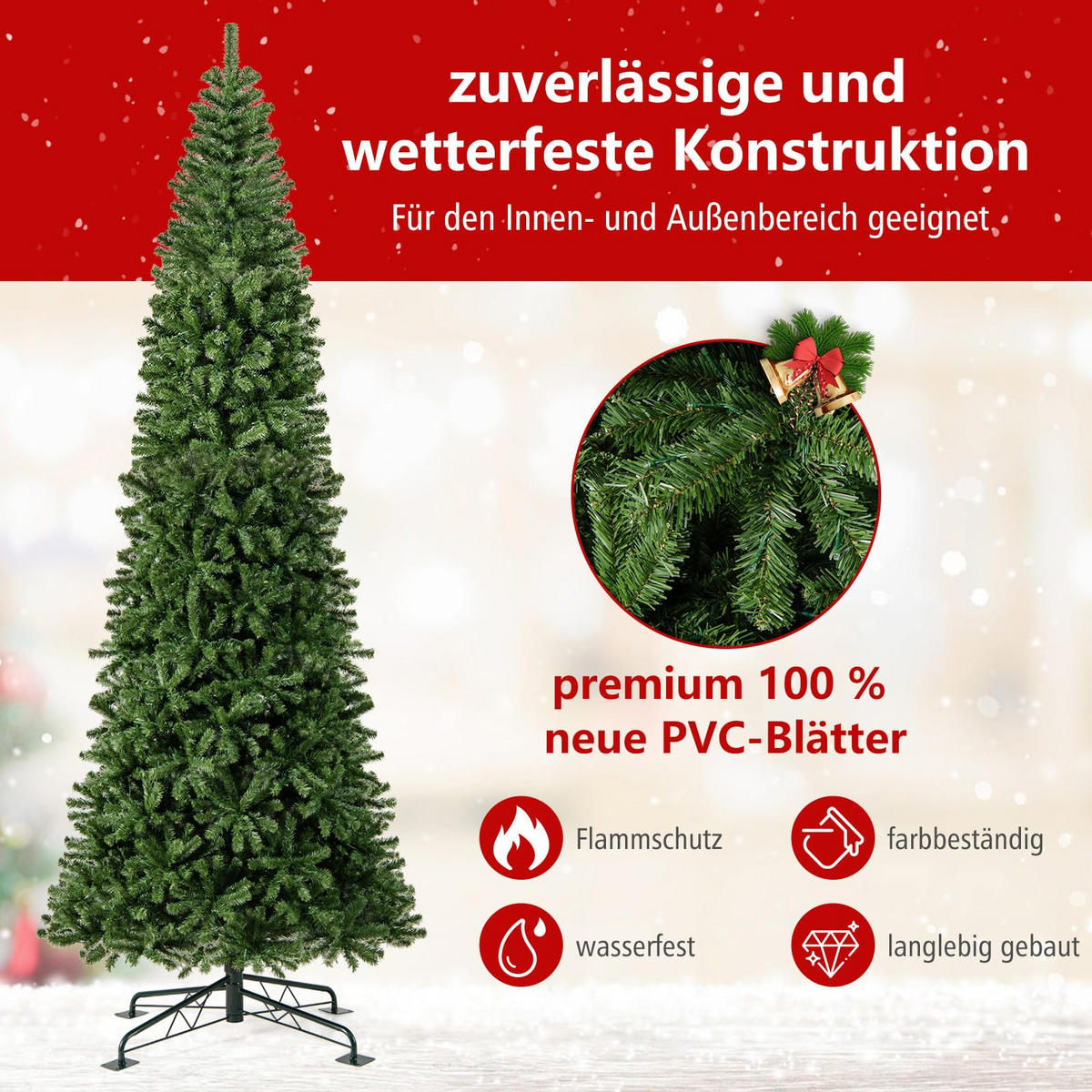 WEIHNACHTSBAUM große Tannenform mit LEDs 360 cm grün - Grün, Kunststoff (360cm) - COSTWAY