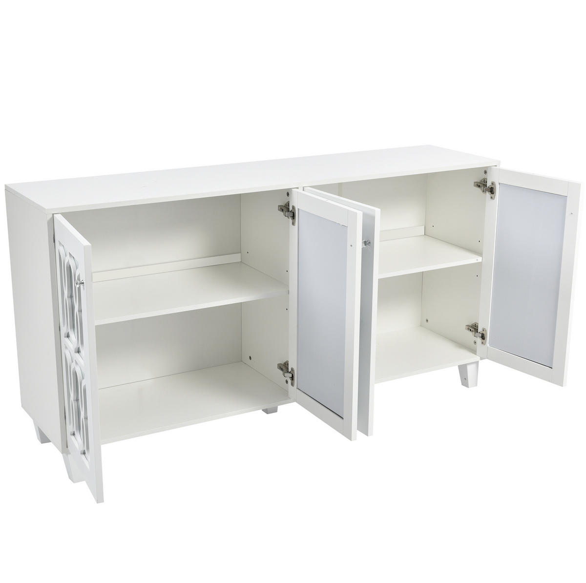 KOMMODE aus MDF 160x40x84cm in Weiß mit Spiegeloberfläche - Weiß, Holzwerkstoff (160/84/40cm) - Modfu