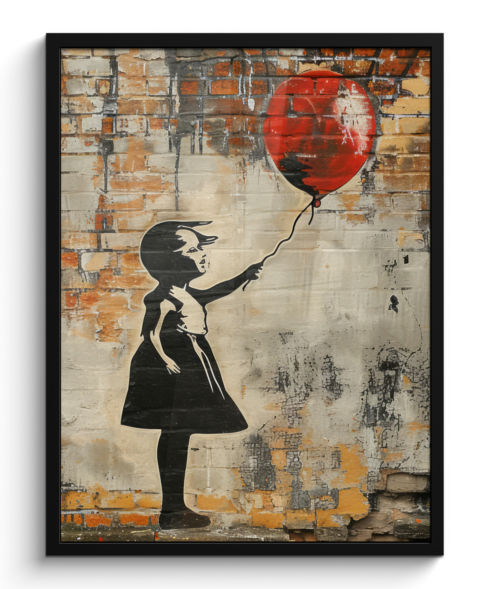MuchoWow PLAKÁT V RÁMU Graffiti - Banksy - Dívka - Street art 60x80 cm