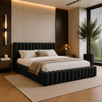 POLSTERBETT BLIVIO 140x200 cm,mit Bettkasten,Lattenrost,Doppelbett,Boxspringbett-Optik-Schwarz - Schwarz, Holz (140/200cm) - Furnistar