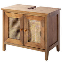 WASCHBECKENUNTERSCHRANK - Mango massiv / Wiener Geflecht - Braun, Holz/Naturmaterialen (70/60/40cm) - home24