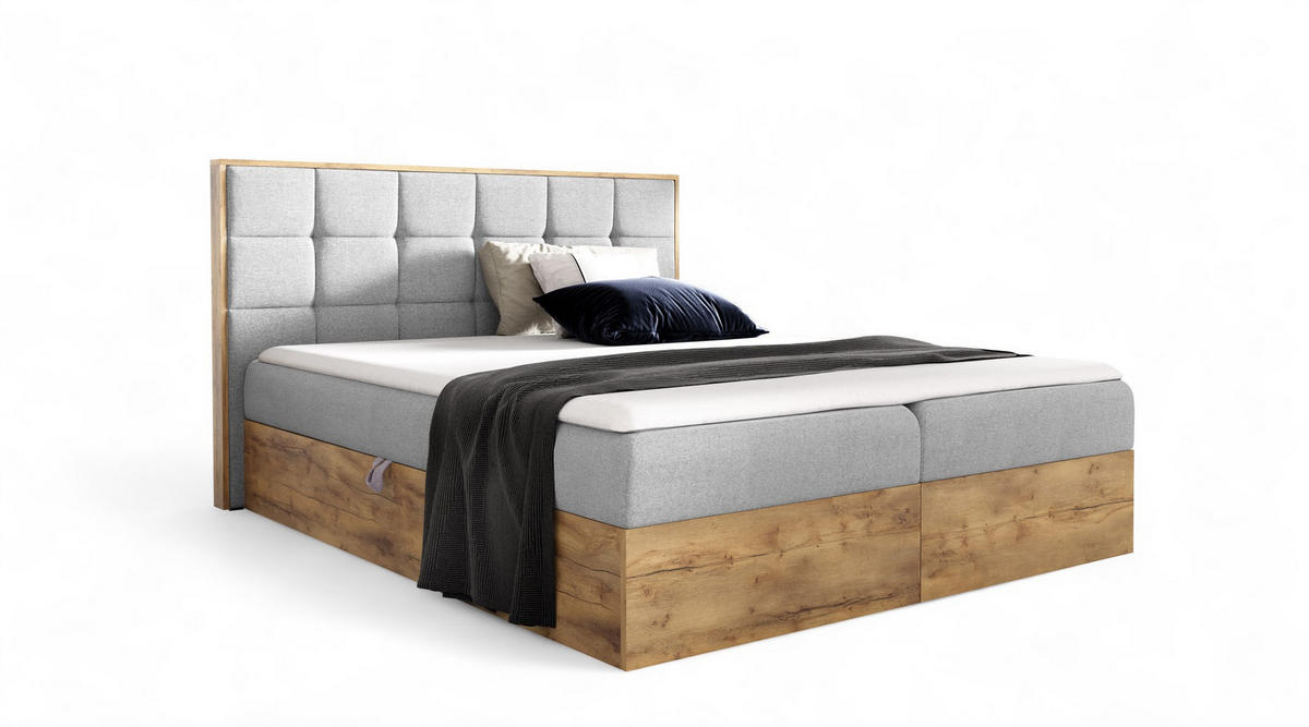 BOXBETT Kalypso Faro - Hellgrau, Holzwerkstoff/Textil (120/200cm) - Fun Möbel