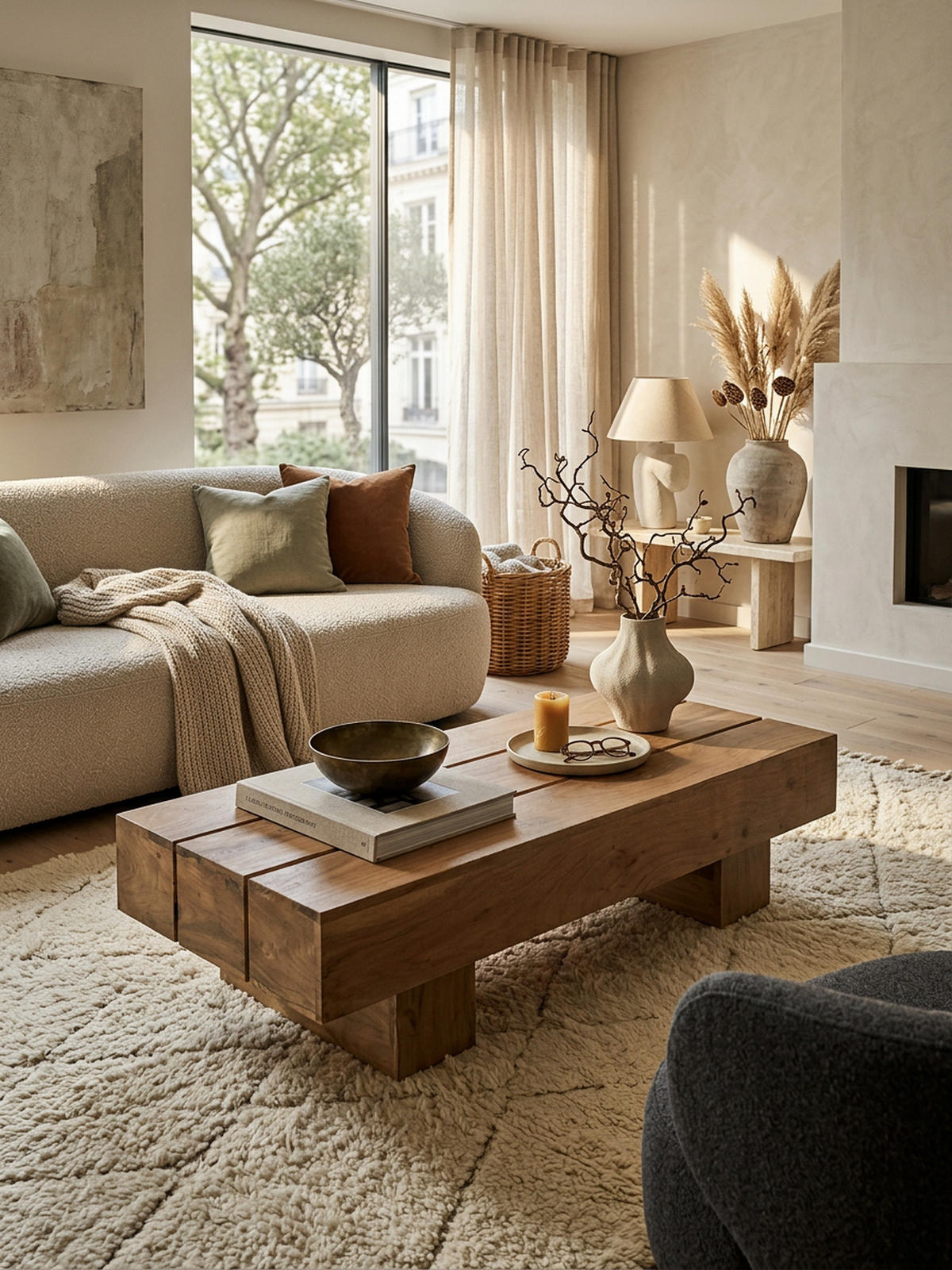 COUCHTISCH aus Massivholz, handgefertigt, pflegeleicht, aus Akazienholz und Edelholz, Beige 120x45x30 cm - Beige, Holz (45/120/30cm) - KADIMA DESIGN