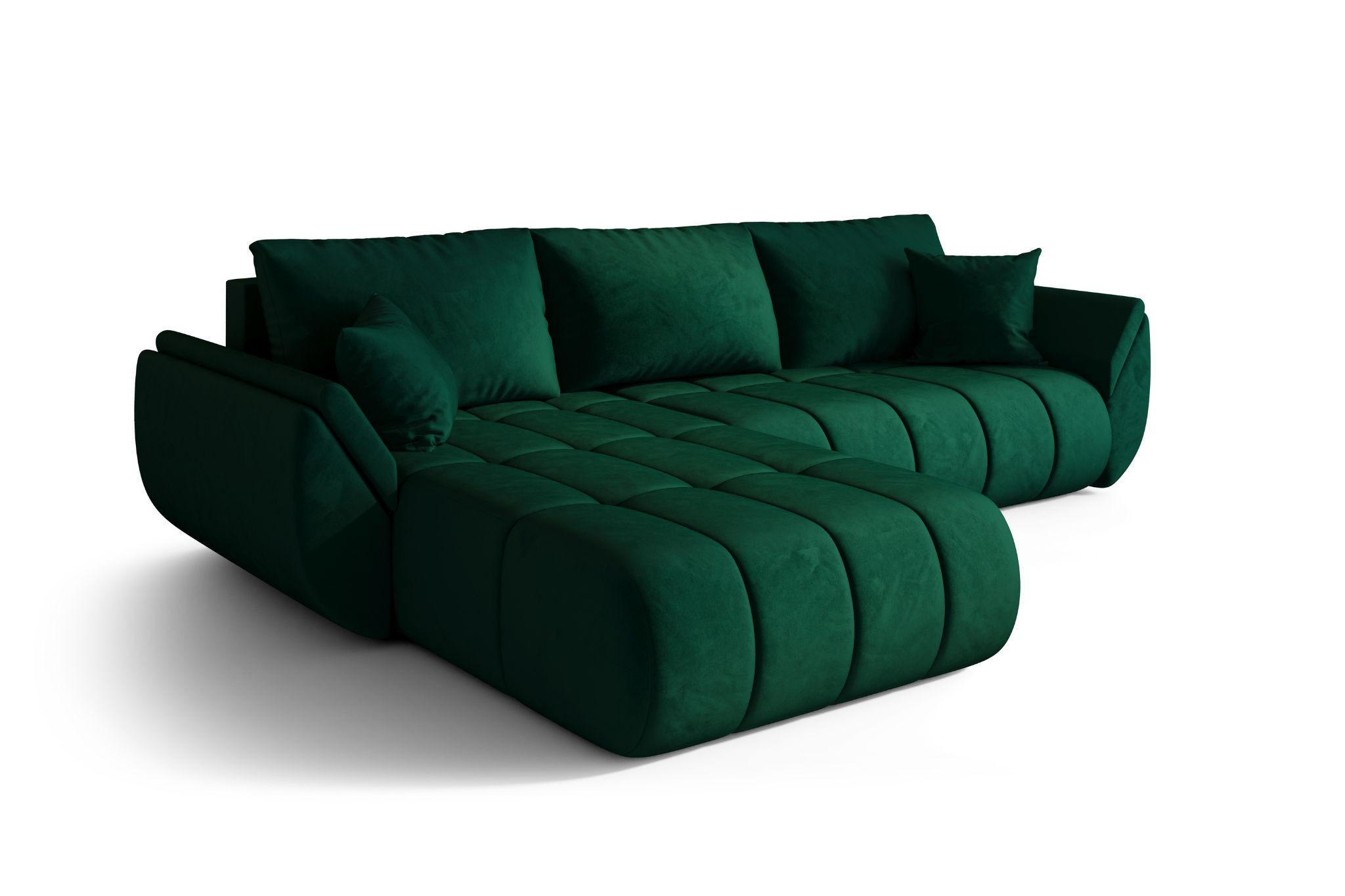 ECKSOFA TOKYO PREMIUM mit Schlaffunktion, Stoff MONOLITH, Grün, Links - Grün, Holz (280/190cm) - Kaiser Möbel