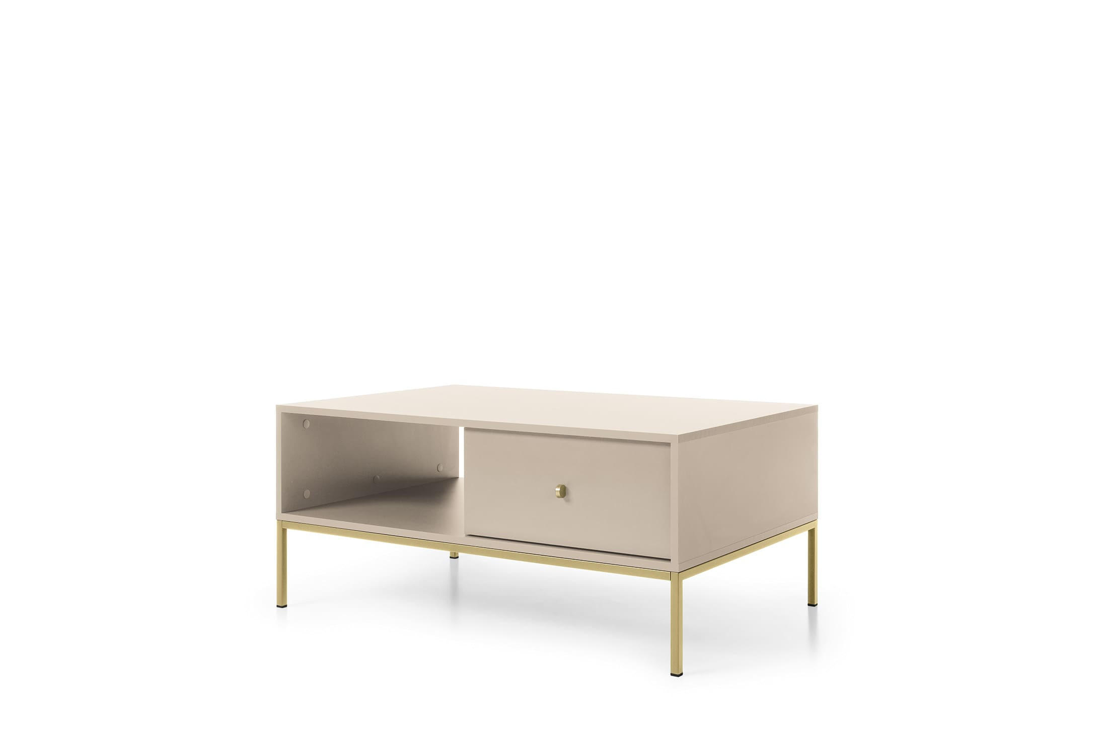 COUCHTISCH - Kaffeetisch Melody X 104 Beige + Gold - Beige/Goldfarben, Holzwerkstoff (68/104/46cm) - Möblo