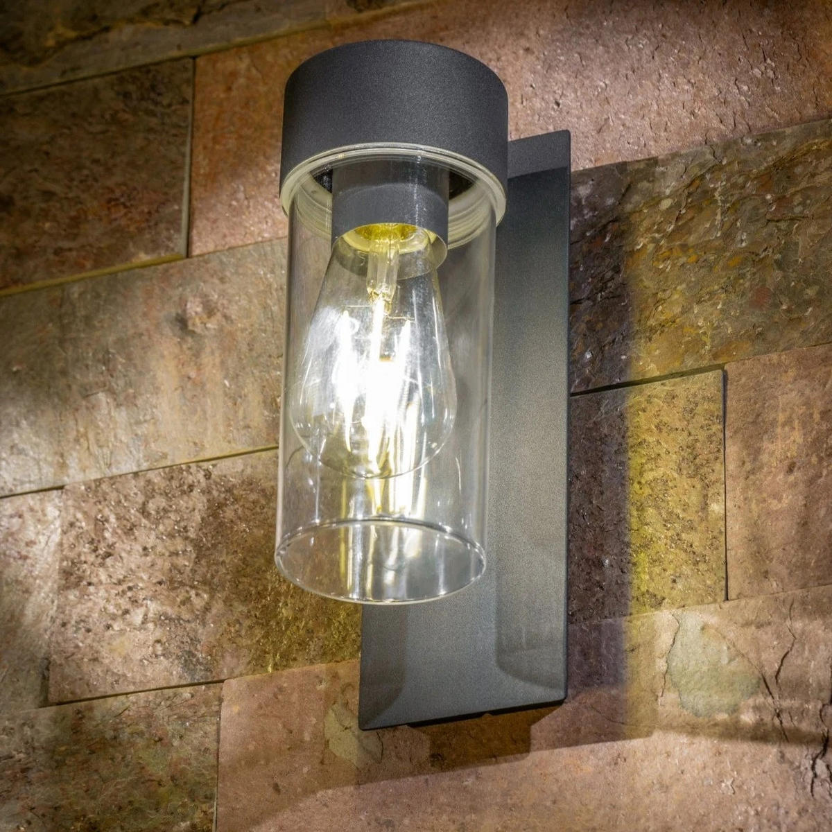 AUSSENWANDLEUCHTE Anthrazitgrau E27 Klarer Diffusor IP54 - Dunkelgrau/Anthrazit, Metall (9/25/13cm) - CGC Europe