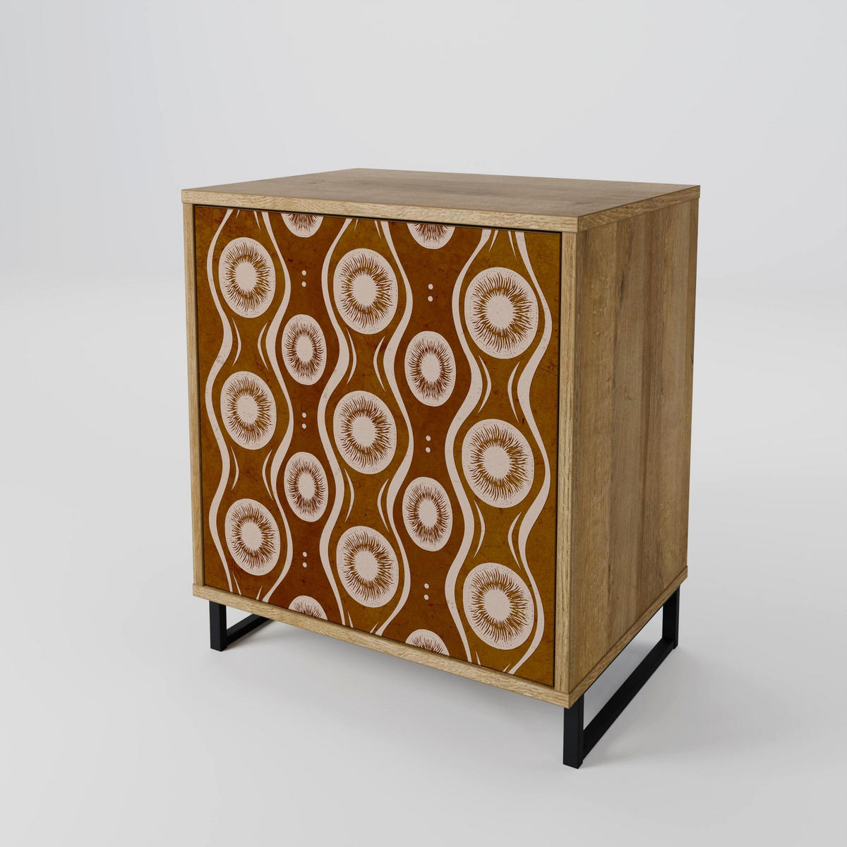 SIDEBOARD BROWN EYES, Eichefarben, 57,5x42x75,5 cm, Goldfarbene Metallfüße - Eichefarben/Goldfarben, Holzwerkstoff/Metall (57.5/75.5/42cm) - SpaceRebels