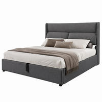 POLSTERBETT mit Stauraum und verstellbarem Kopfteil 160x200 cm Leinen Grau - Grau, Metall (160/200cm) - Beauniv
