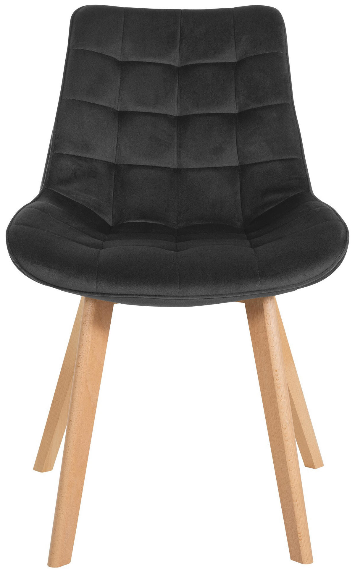 STUHL 2er Set Samt schwarz - Eukalyptusholzfarben/Schwarz, Holz/Textil (54/84/63cm) - CLP