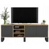 TV-LOWBOARD Apollo Eiche wotan Graphit Matt mit Metallbeinen 150/53/35 cm - Graphitfarben/Schwarz, Holzwerkstoff/Metall (150/53/35cm) - Meble Lindner