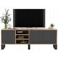 TV-LOWBOARD Apollo Eiche wotan Graphit Matt mit Metallbeinen 150/53/35 cm - Graphitfarben/Schwarz, Holzwerkstoff/Metall (150/53/35cm) - Meble Lindner