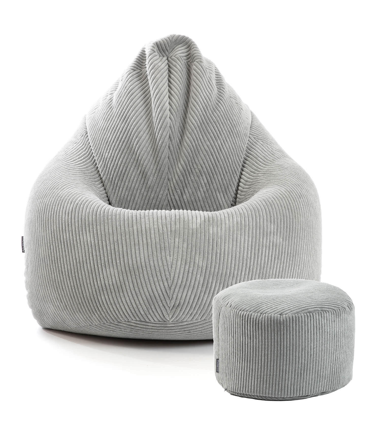 SITZSACK Cord mit Hocker Der Tagträumer - Grau, Textil (180/80/80cm) - Mokebo