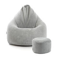 SITZSACK Cord mit Hocker Der Tagträumer - Grau, Textil (180/80/80cm) - Mokebo