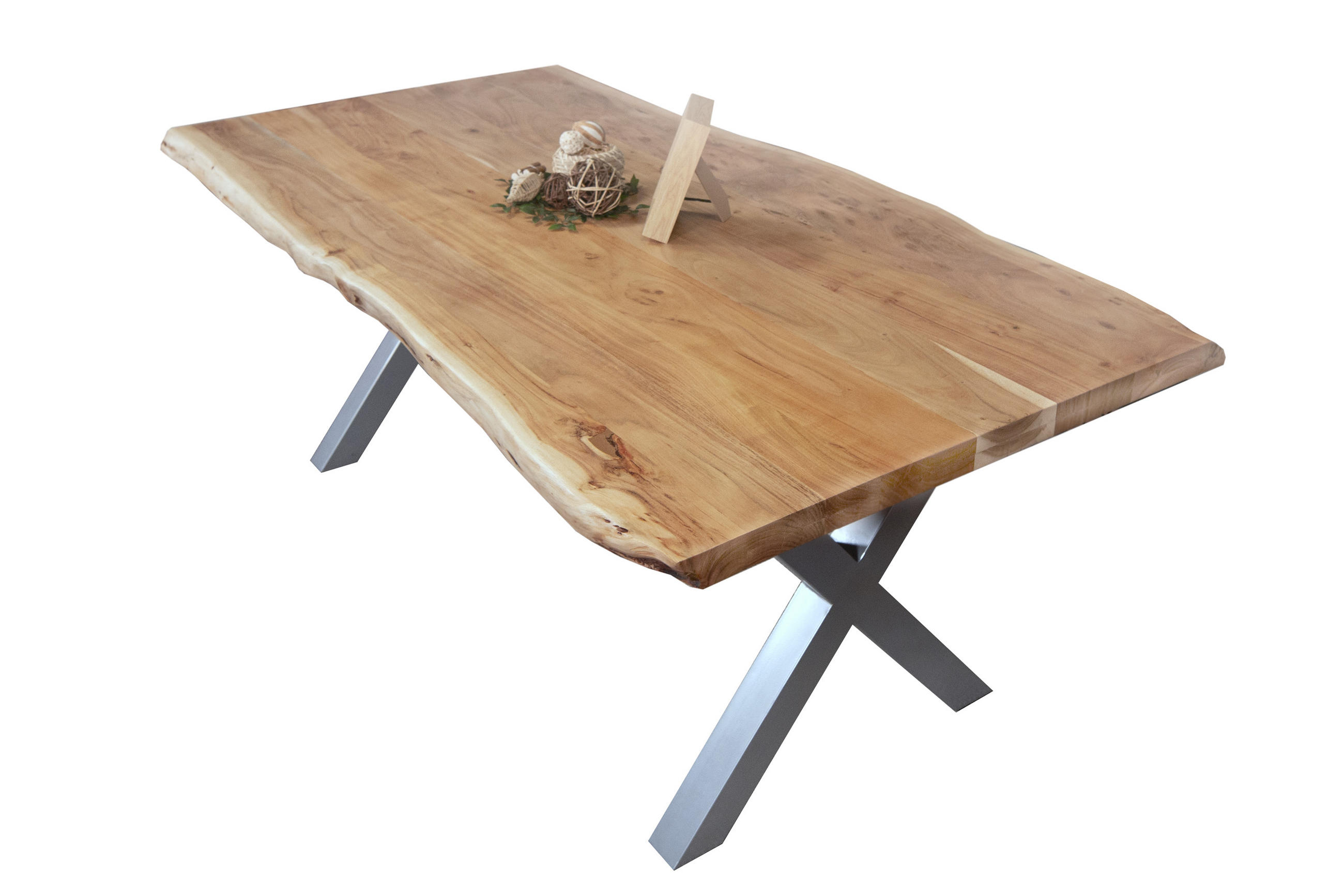 SAM ESSTISCH Akazie, Silber 240cm × 100cm × 77cm